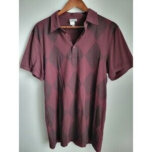 J. Lindeberg Men’s L Regular Fit burgundy Diamond Argyle Golf Polo